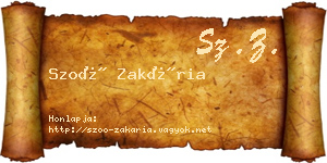Szoó Zakária névjegykártya